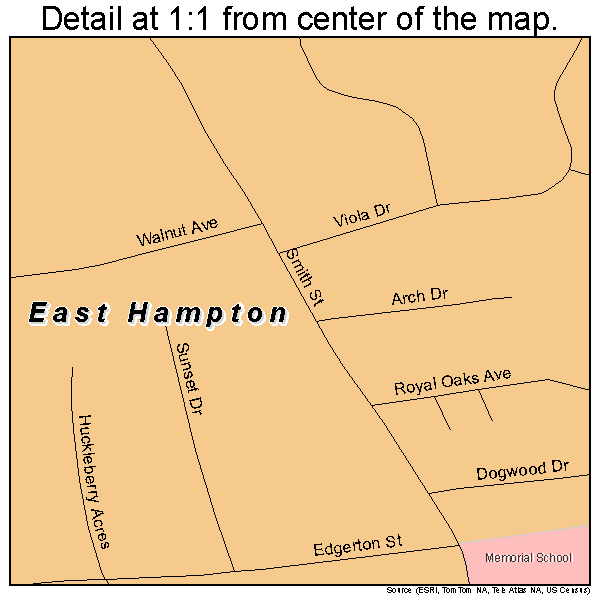 East Hampton, Connecticut road map detail