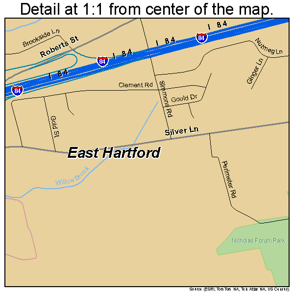 East Hartford, Connecticut road map detail