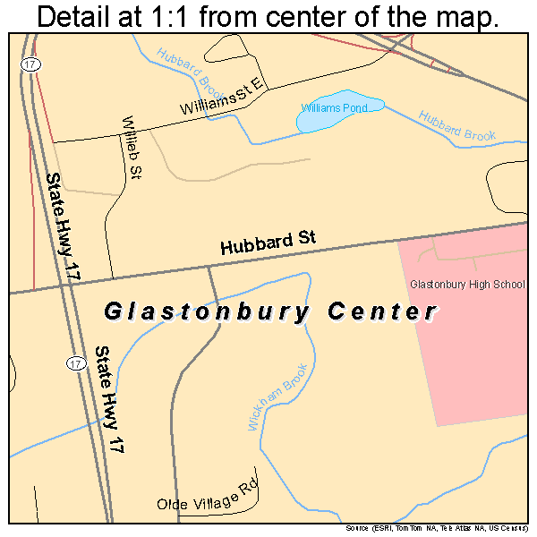 Glastonbury Center, Connecticut road map detail