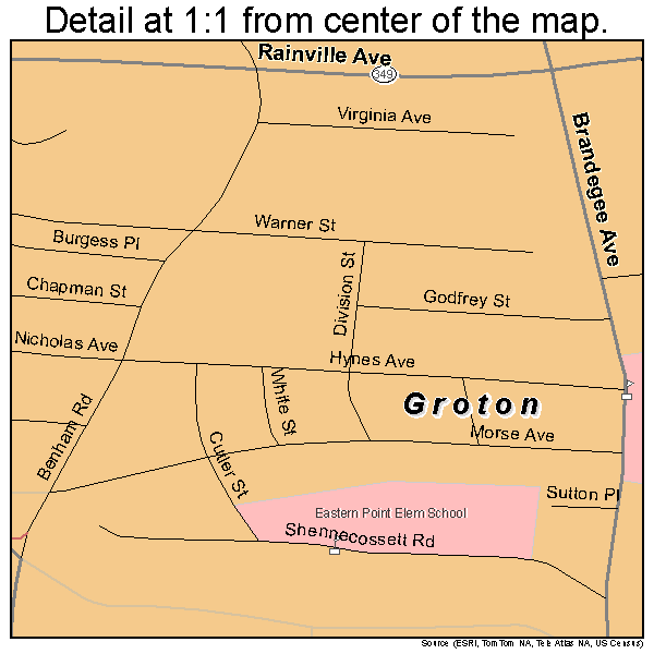Groton, Connecticut road map detail