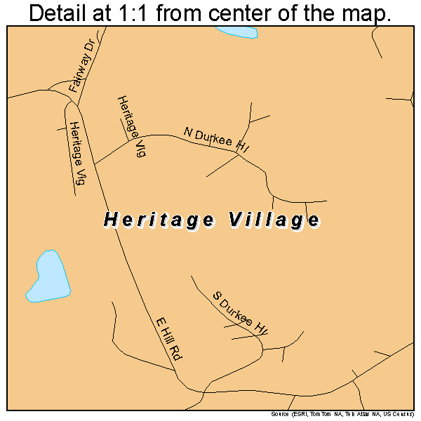 Heritage Village, Connecticut road map detail