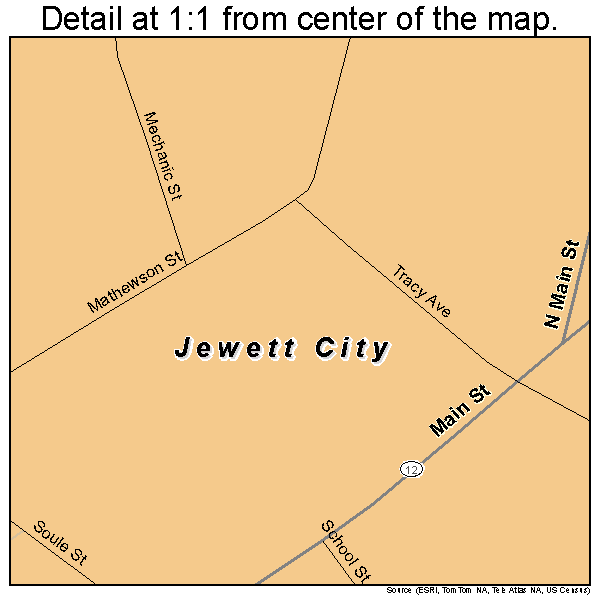 Jewett City, Connecticut road map detail