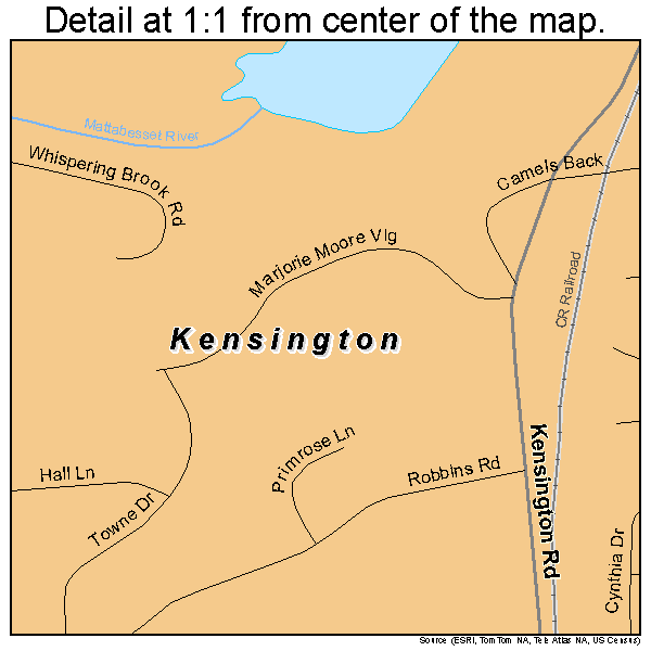 Kensington, Connecticut road map detail