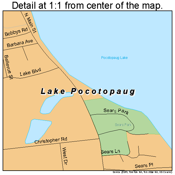 Lake Pocotopaug, Connecticut road map detail
