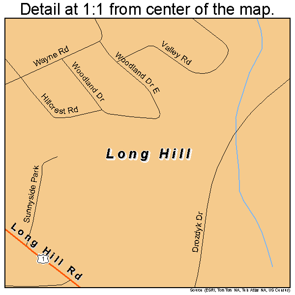 Long Hill, Connecticut road map detail