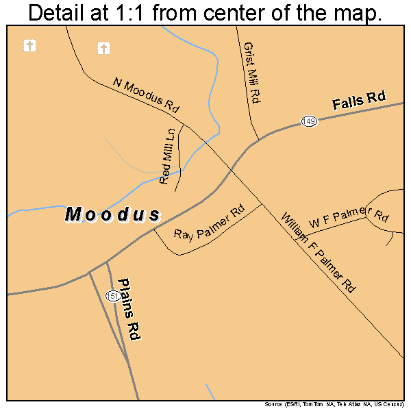 Moodus, Connecticut road map detail