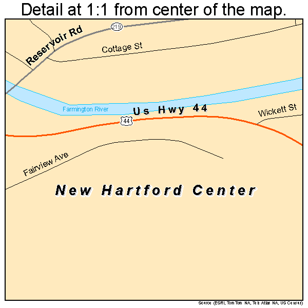 New Hartford Center, Connecticut road map detail