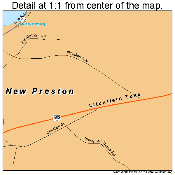 New Preston, Connecticut road map detail