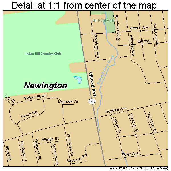 Newington, Connecticut road map detail