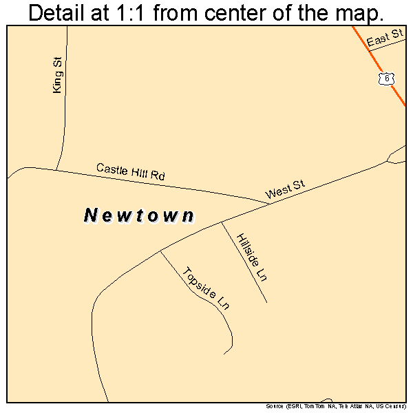 Newtown, Connecticut road map detail