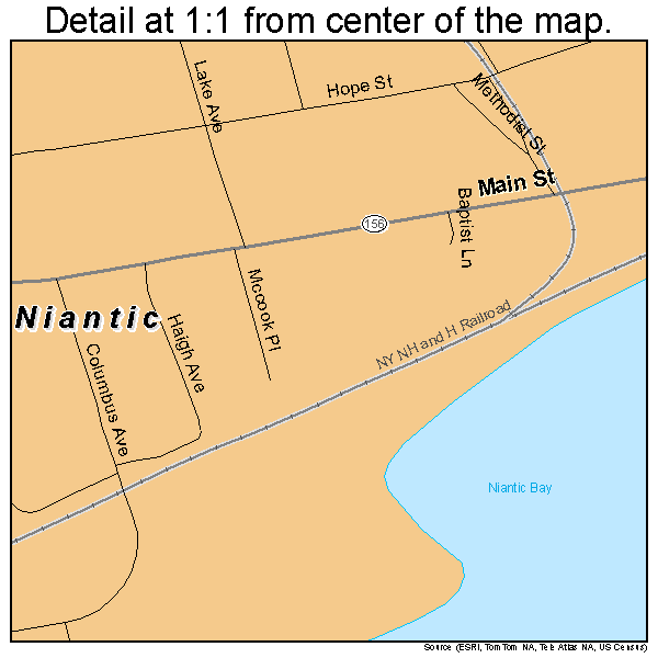 Niantic, Connecticut road map detail