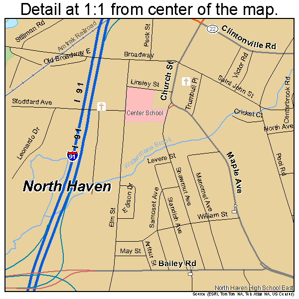 North Haven, Connecticut road map detail