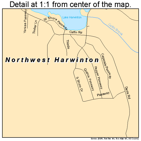 Northwest Harwinton, Connecticut road map detail