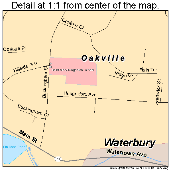 Oakville, Connecticut road map detail