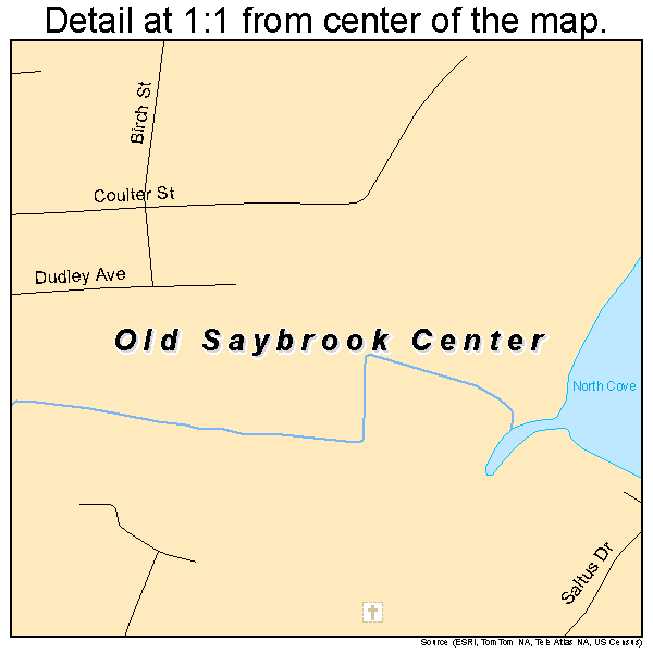 Old Saybrook Center, Connecticut road map detail