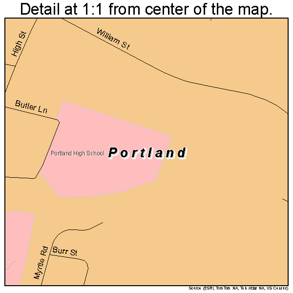 Portland, Connecticut road map detail