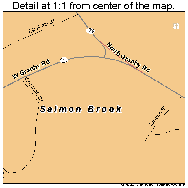 Salmon Brook, Connecticut road map detail