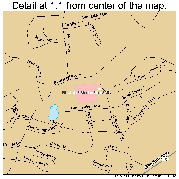 Shelton, Connecticut road map detail
