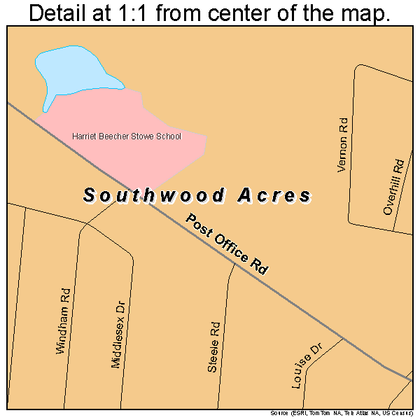 Southwood Acres, Connecticut road map detail