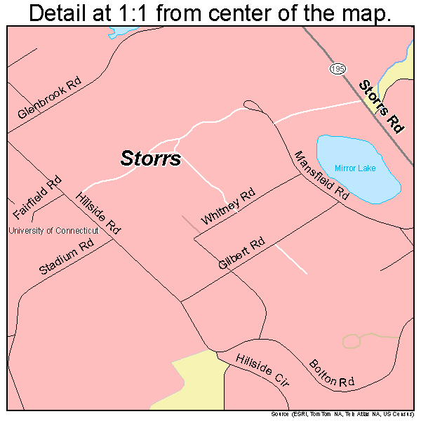 Storrs, Connecticut road map detail