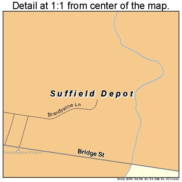 Suffield Depot, Connecticut road map detail