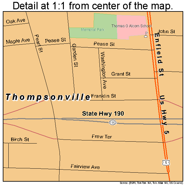 Thompsonville, Connecticut road map detail