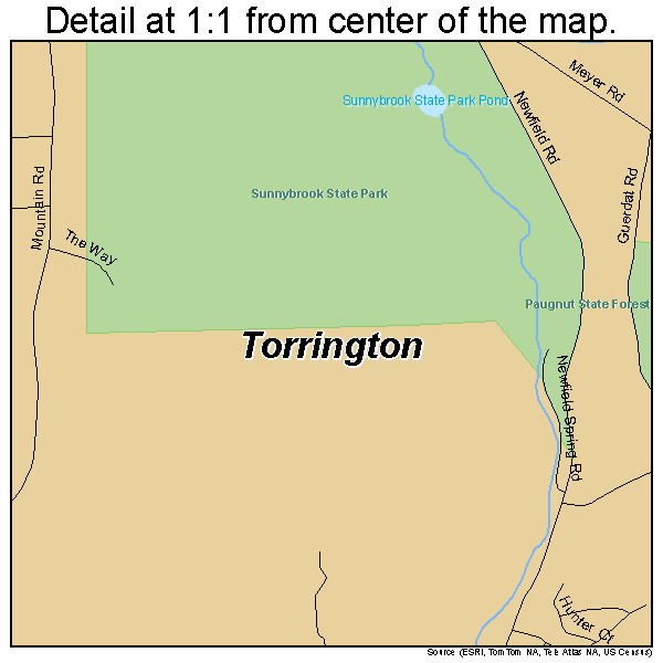 Torrington, Connecticut road map detail