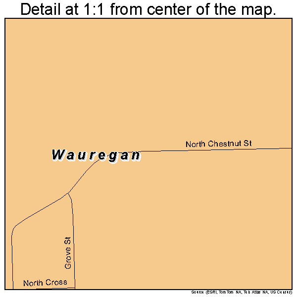 Wauregan, Connecticut road map detail