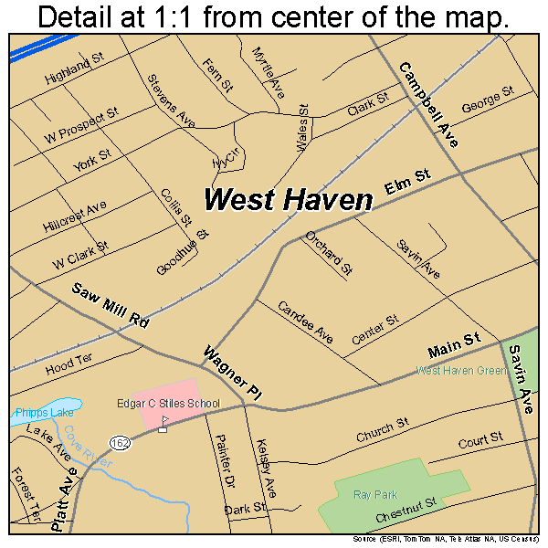 West Haven, Connecticut road map detail