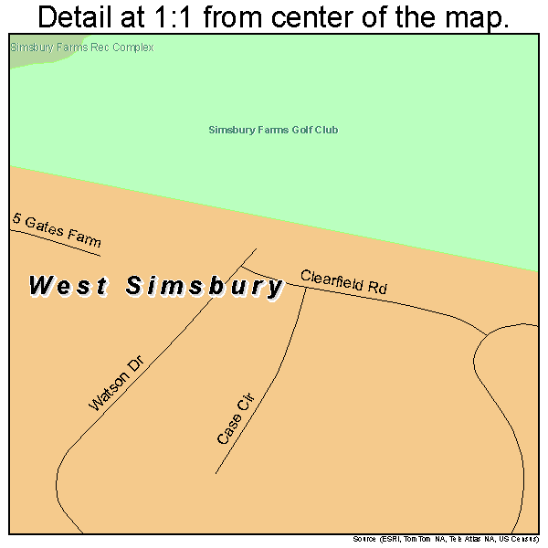 West Simsbury, Connecticut road map detail