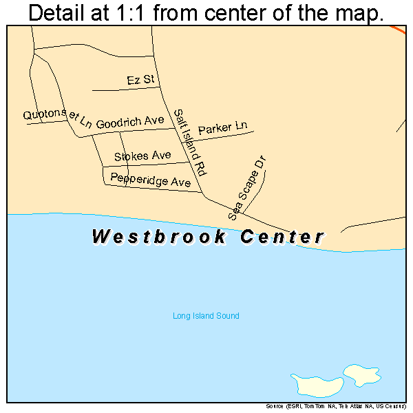 Westbrook Center, Connecticut road map detail