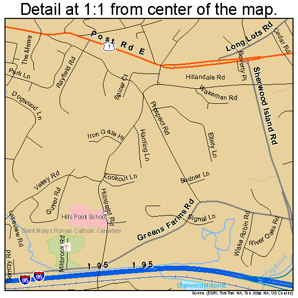 Westport, Connecticut road map detail