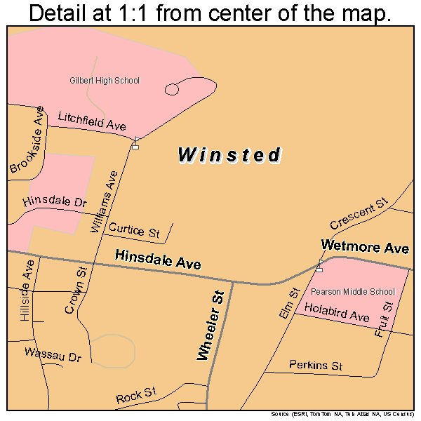 Winsted, Connecticut road map detail