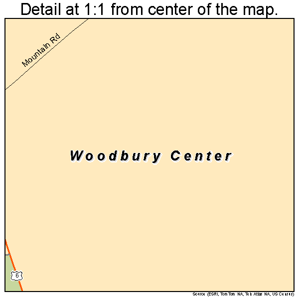 Woodbury Center, Connecticut road map detail