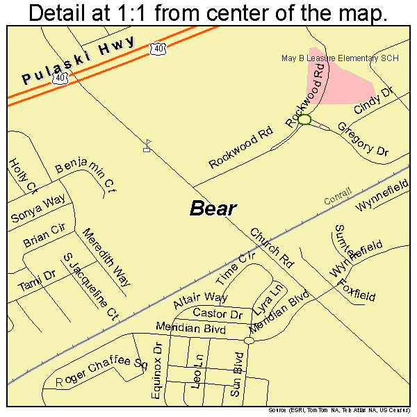 Bear, Delaware road map detail
