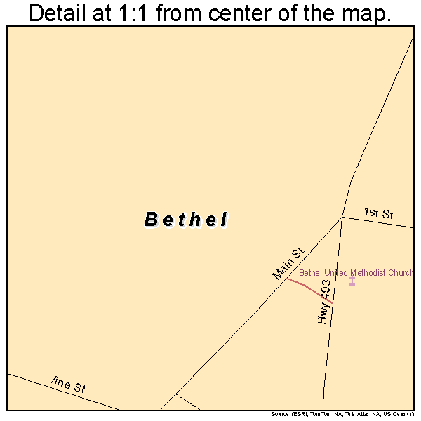 Bethel, Delaware road map detail