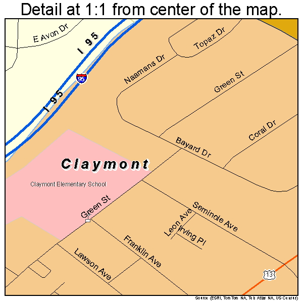 Claymont, Delaware road map detail