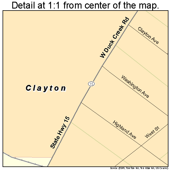 Clayton, Delaware road map detail