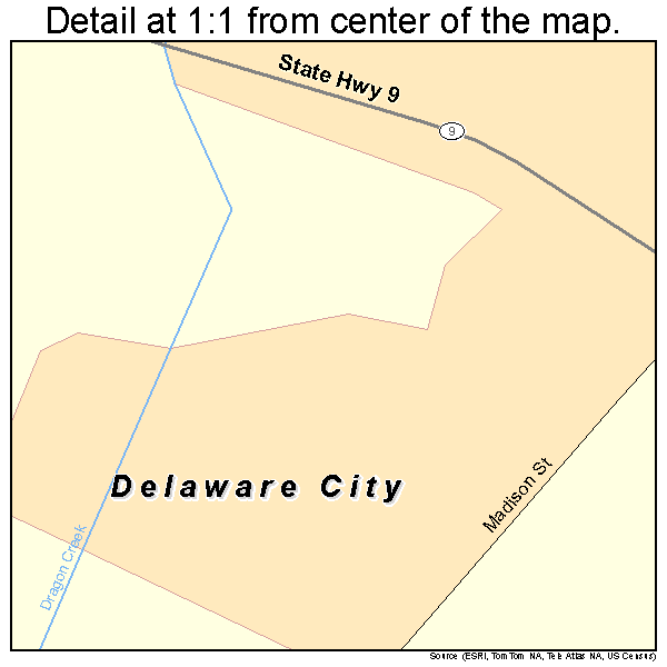 Delaware City, Delaware road map detail