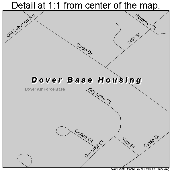 Dover Base Housing, Delaware road map detail