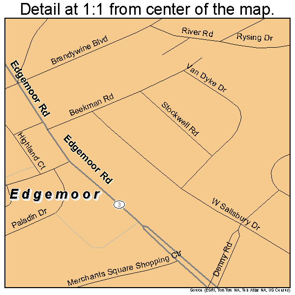 Edgemoor, Delaware road map detail