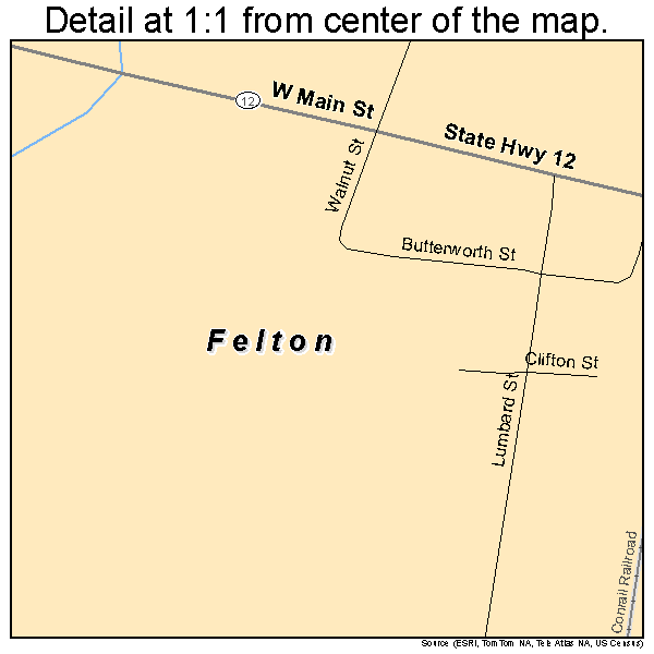 Felton, Delaware road map detail