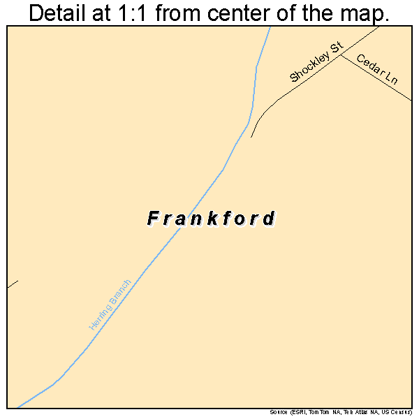 Frankford, Delaware road map detail