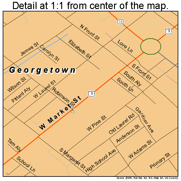 Georgetown, Delaware road map detail
