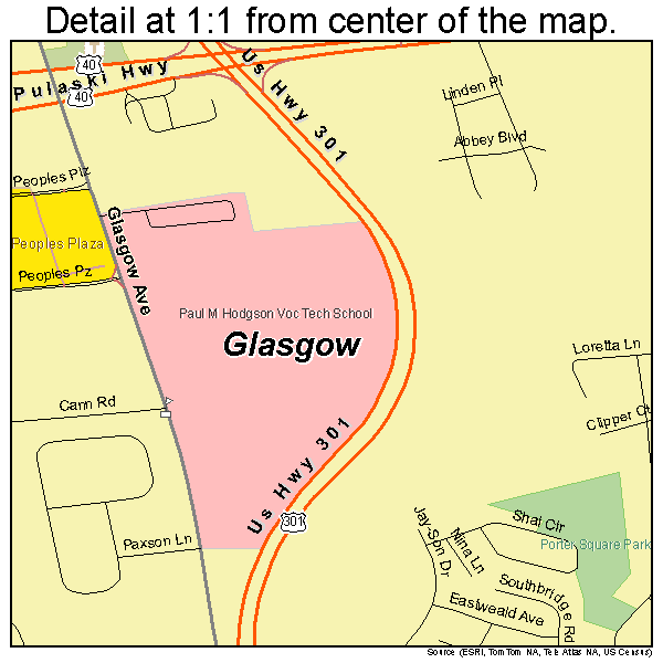 Glasgow, Delaware road map detail