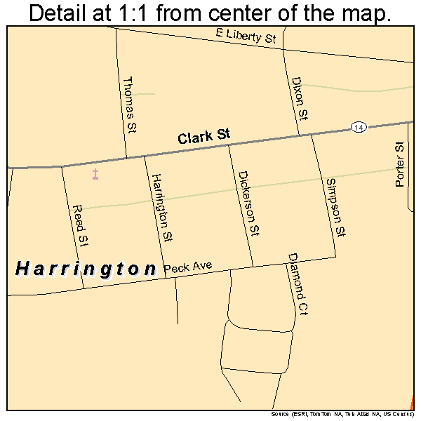 Harrington, Delaware road map detail