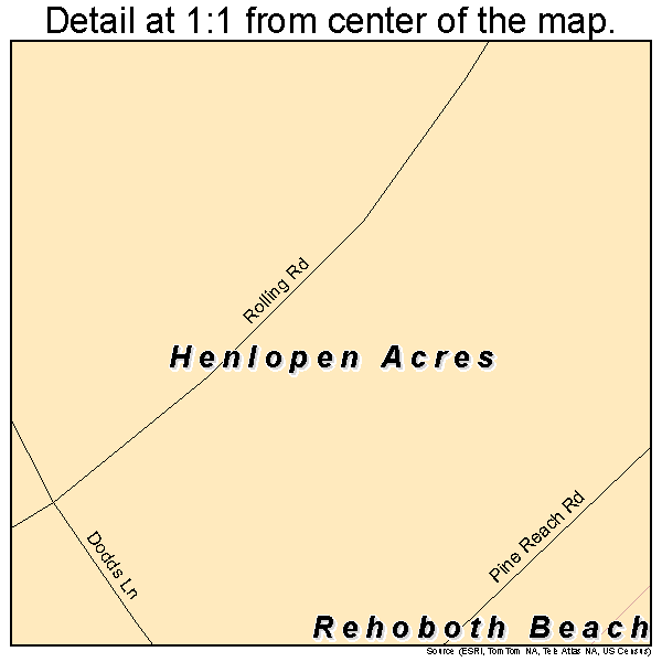 Henlopen Acres, Delaware road map detail