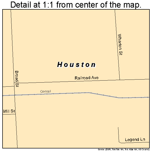 Houston, Delaware road map detail