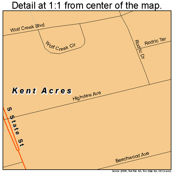 Kent Acres, Delaware road map detail