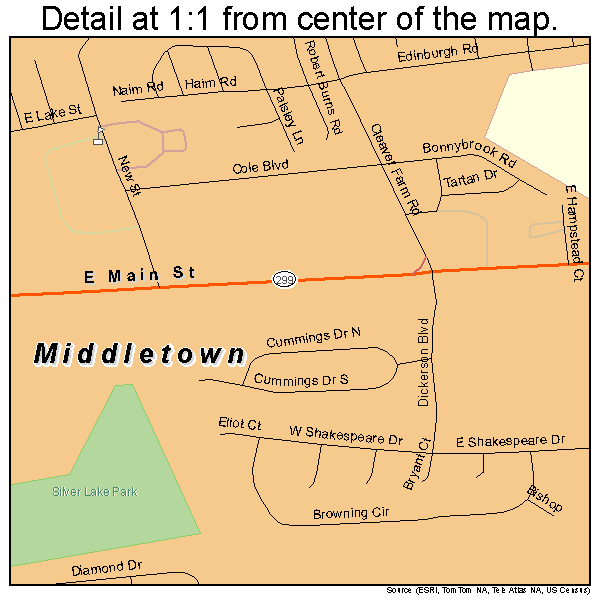 Middletown, Delaware road map detail